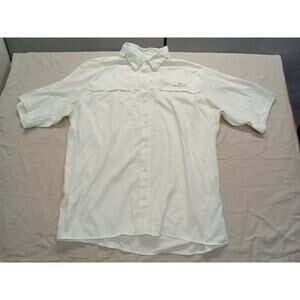 World Wide Sportsman Mens Button Up Shirt Short Sleeve Nylon White Size XL